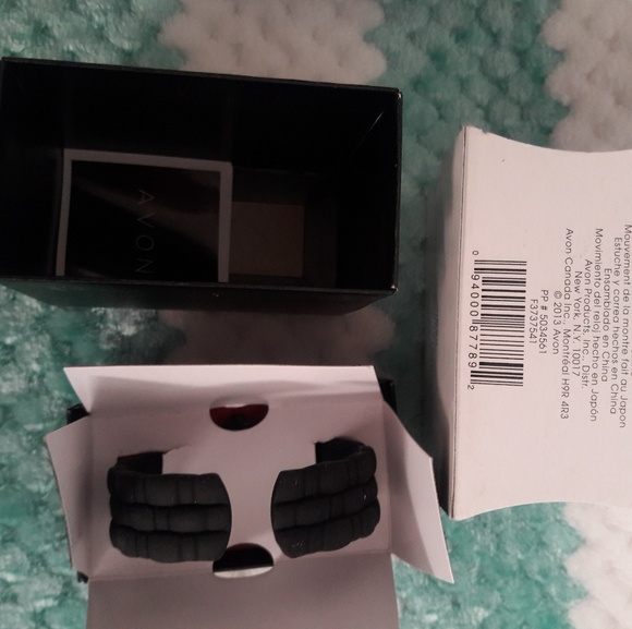 Bangle Cuff Watch With Stone Accent in Black - Picture 3 of 4